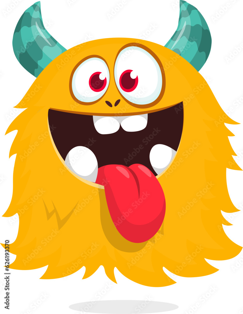 Funny cartoon screaming or singing monster. Halloween vector illustration. Great for package or party decoration