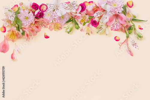 summer flowers on yellow background