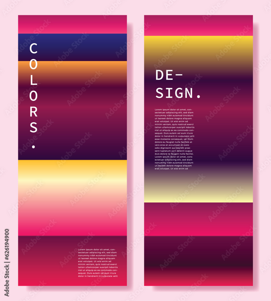Colorful gradient line background template copy space set. Horizontal colour gradation backdrop design for poster, banner, leaflet, flyer, cover, or magazine.