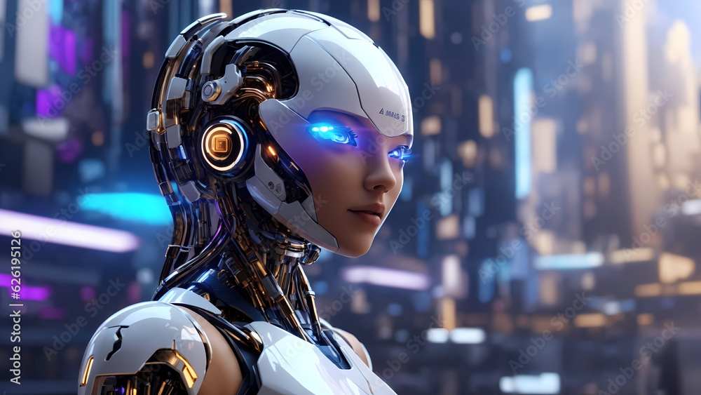 Futuristic Robot in a High-Tech Environment