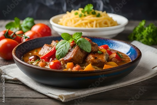 stew with vegetables and rice