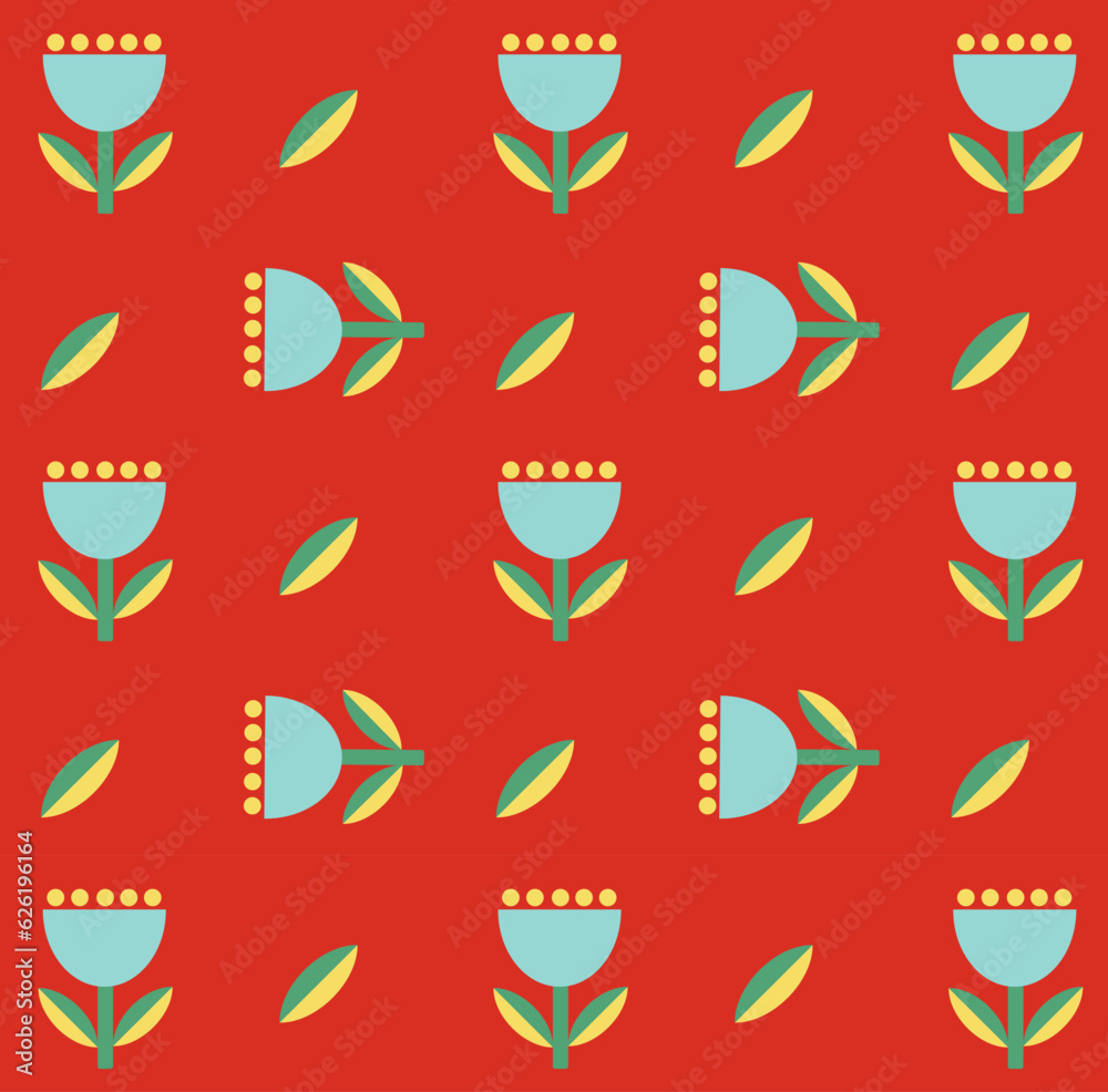Vector seamless background abstraction in scandinavian style geometric patterns flowers tulips Vector EPS10