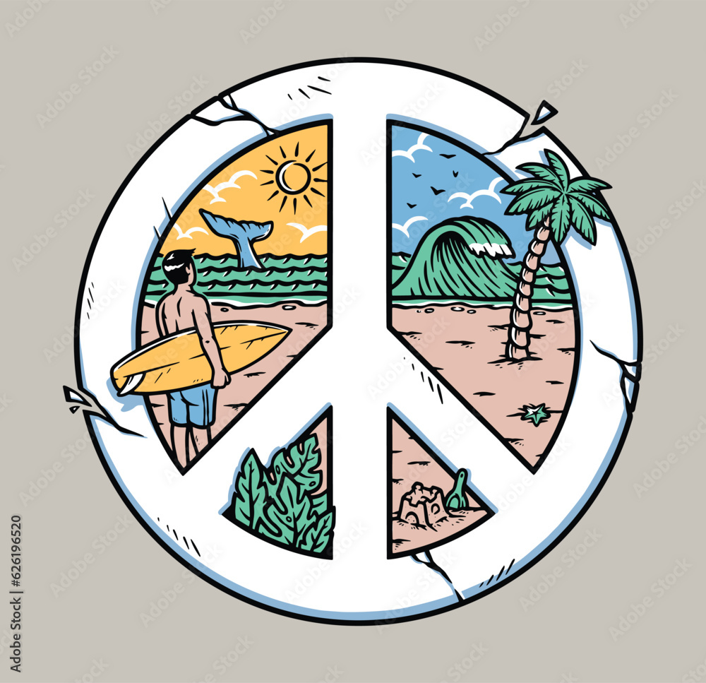 beach view in peace symbol beach view in peace symbol