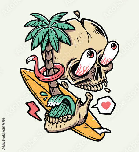 skull and beach stuff illustration © gunaonedesign