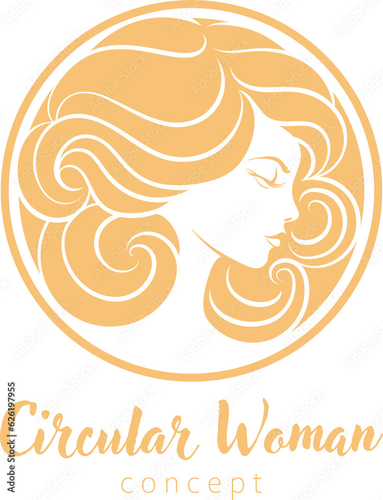 Woman Circle Face Icon Design Beauty Concept Motif