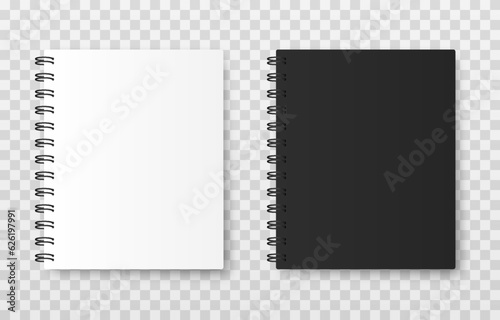 Vector notepads. White and black notepads png. Blank notepad mockup. School notebook, notepad for drawing png.