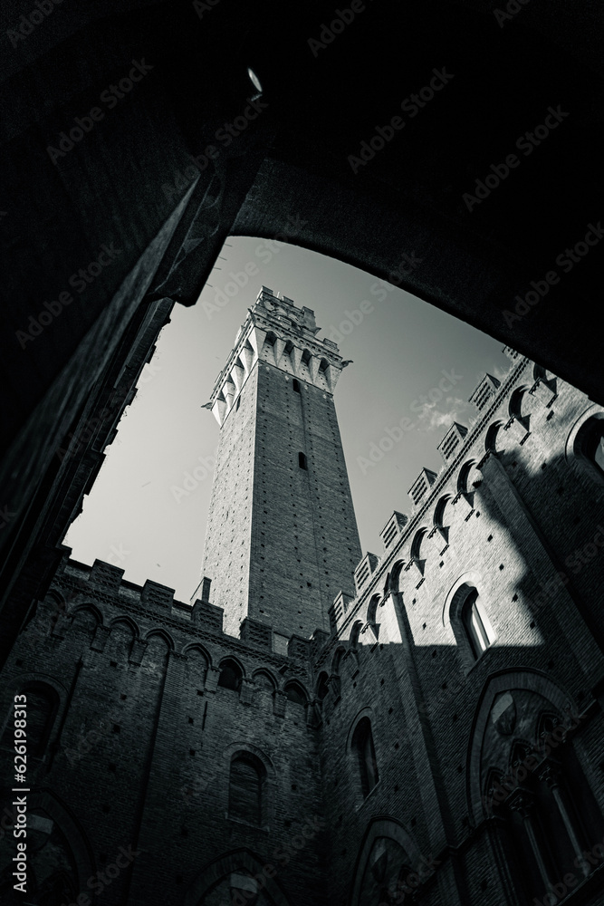 black and white tower