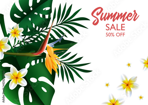 Summer Sale Tropical design OF template banner