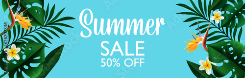 Summer Sale Tropical design template banner illustration