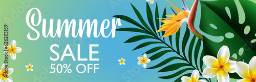 Summer Sale Tropical design template banner illustration