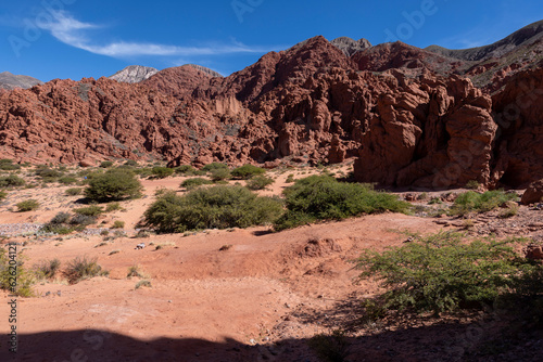 Hiking through the red canyons of the Quebrada de las Señoritas in Jujuy, Argentina - Traveling and exploring the beautiful sights of South America