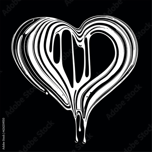 melted black and white vector heart