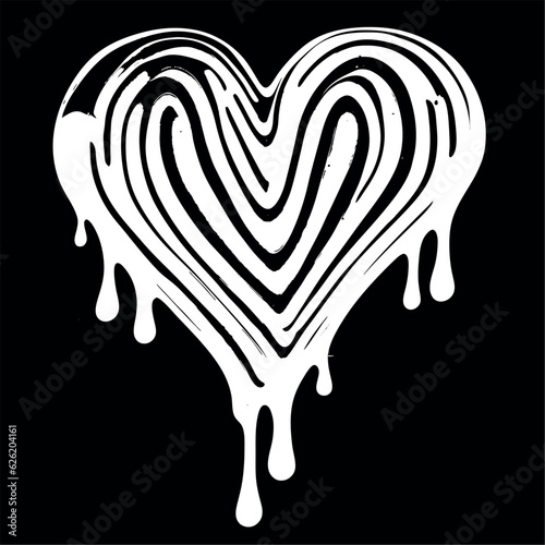 melted black and white vector heart