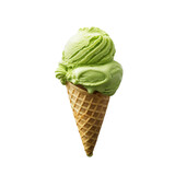 A scoop of matcha ice cream isolated on a transparent background. Food and drink concept.