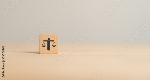 Business ethics concept. Business moral principles concept. Wooden cube blocks with 