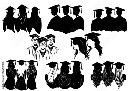 Vector de estudiantes graduándose