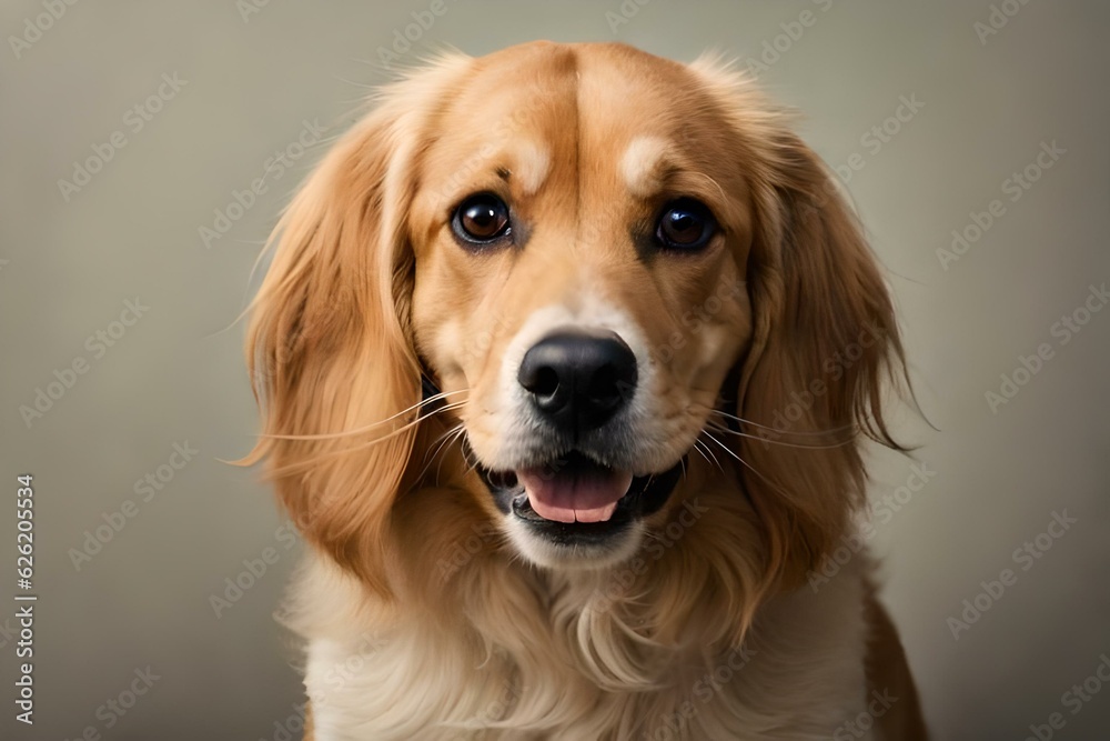 Obraz premium cute close up portrait of a dog looking to the camera on neutral background created with generative ai technology