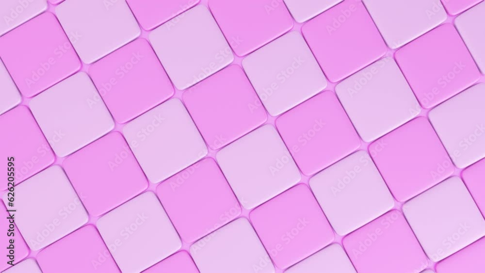 Pink and white glossy cartoon square tiles loop animation background Pink and white glossy cartoon square tiles loop animation background
