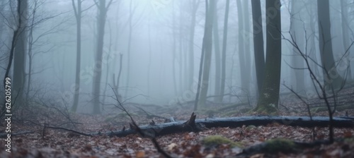 Autumn forest horror melancholic background. Generative AI technology.