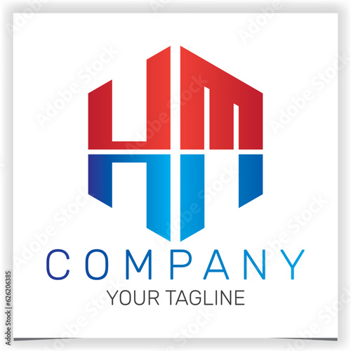 letter HM initial hexagon logo icon premium elegant template vector eps 10