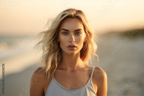 Portrait of beautiful woman at the beach 