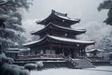 Japanese temple winter. Generate Ai