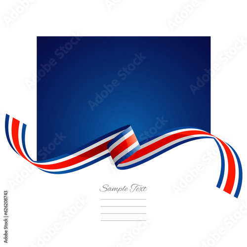 Costa Rica flag vector. World flags and ribbons. Costa Rican flag ribbon on abstract color background