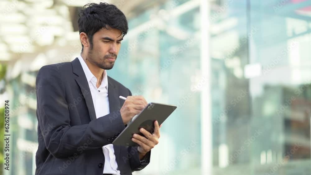 Businessman with digital tablet In hands posing at office, successful businessman using tablet computer. Work place. Lifestyle. Businessman with digital tablet In hands posing at office, successful businessman using tablet computer. Work place. Lifestyle.