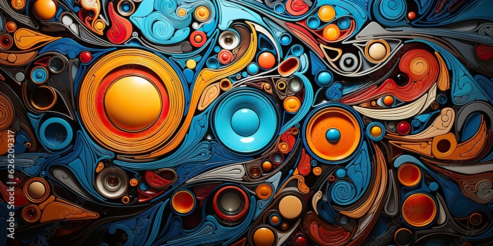 Naklejka premium AI Generated. AI Generative. Abstrcact geometric color bright paint draw ink pattern texture background ornament decoration. Graphic Art
