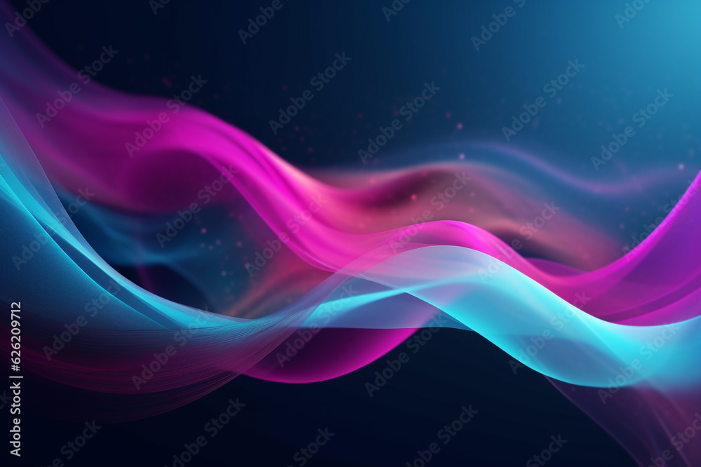 Naklejka premium Stunning wallpaper design featuring a captivating blue background adorned with a graceful pink swoosh, adding a touch of elegance. Ai generated