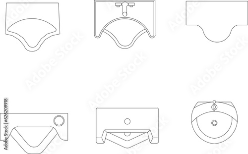 Detailed sketch of public bathroom urinal for people
