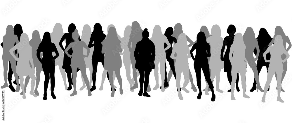 Black female silhouettes on a white background.