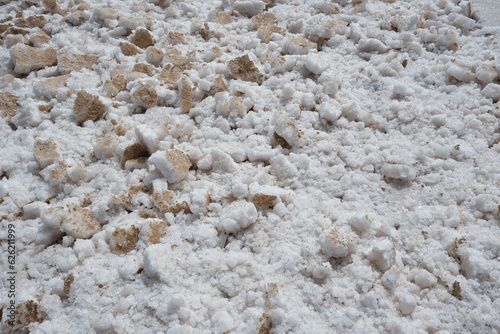 Huge pieces of naturally extracted white salt from ocean water in sal island, cape verde
