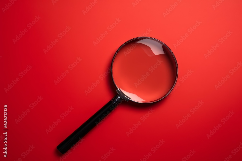 Magnifier glass red. Generate Ai Magnifier glass red. Generate Ai