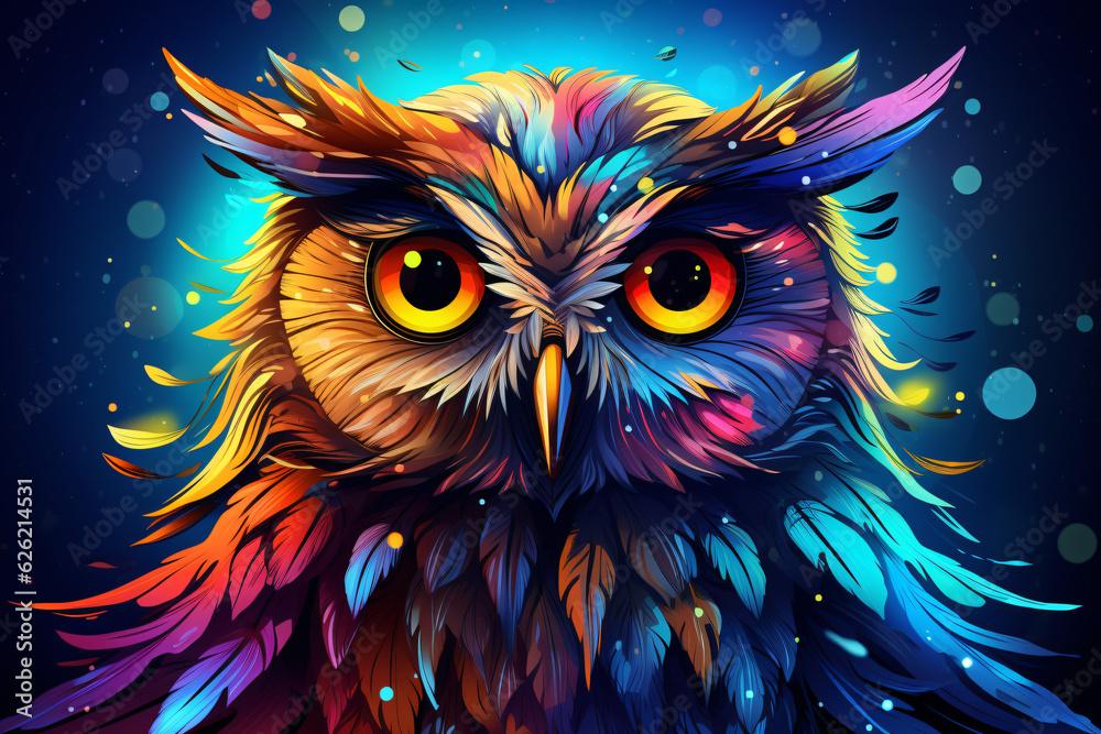 Illustration of a Owl Painting Cartoon