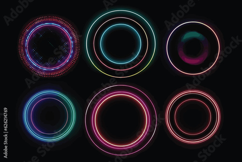 Abstract multicolored circles with blurred light curved lines background. Illustration background for your design.