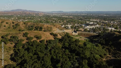 Aerial View of Sylmar and San Gabriel Mountains, San Fernando Valley, California  photo