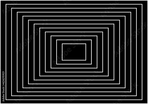 Fondo de rectángulos concéntricos blancos sobre fondo negro