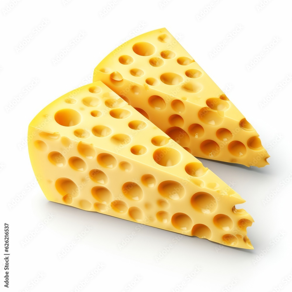A slice of cheese with distinct holes in the middle A slice of cheese with distinct holes in the middle