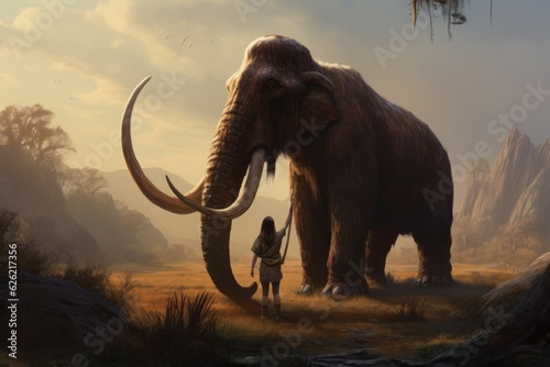 Mammoth animal woman. Generate Ai