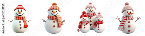 Canvas Print Set of snowman , Christmas and New Year decoration ,, isolated transparent backg