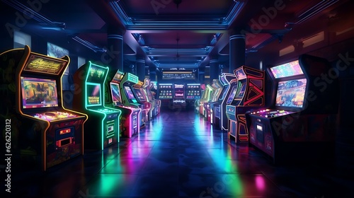 a row of arcade games