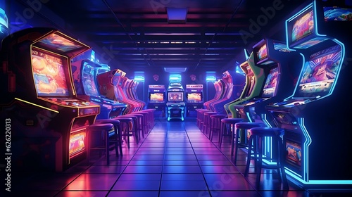 a room with many arcade games photo