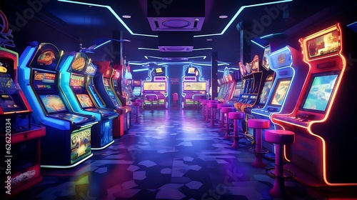 a row of arcade games