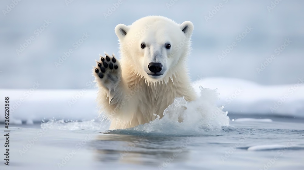 a white bear in the water