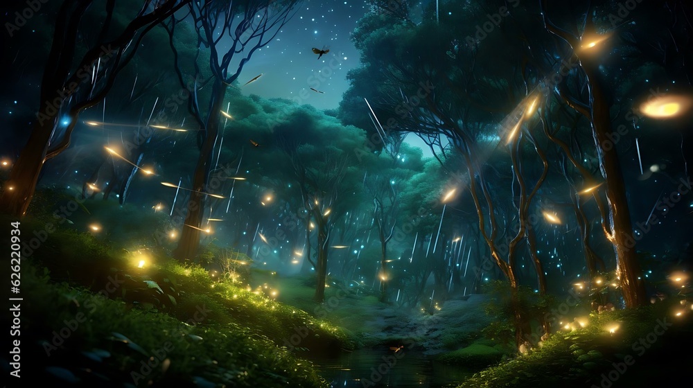 a group of trees with lights a group of trees with lights