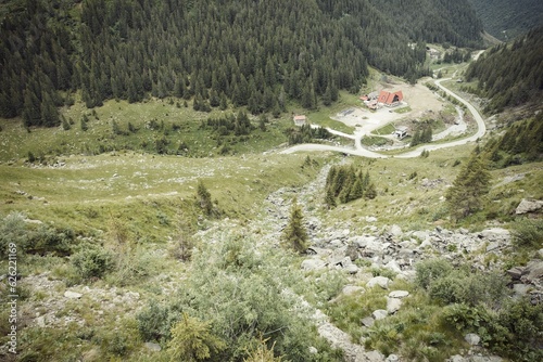 Misty view of trans fagarasan route mountain pass in 2000 meters photo