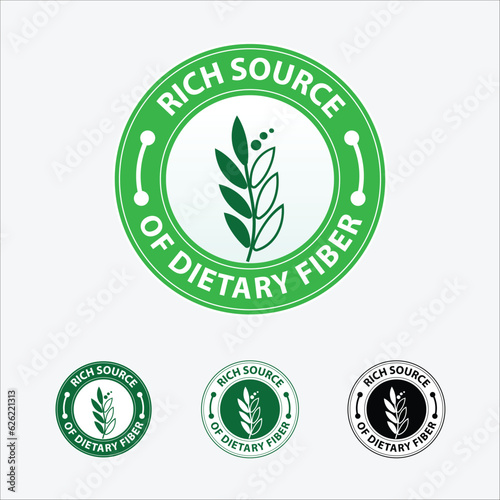 rich source of dietary fiber, Icon, Emblem, Badge, Seal, Stamp, Sticker, Label, Logo, Packaging Design, Flat Vector, Isolated illustration, latest design.