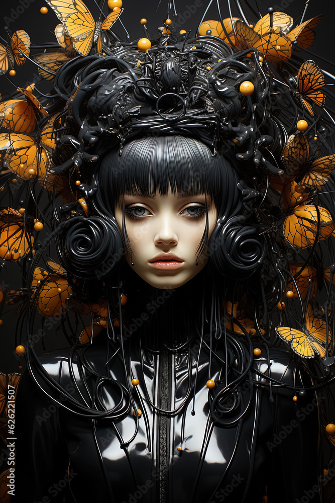 surreal black widow portrait. Generative Ai