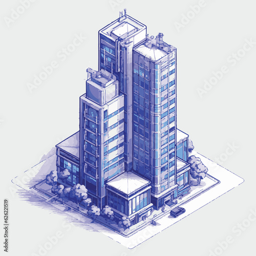 skyscraper isometric illustration urban city view 